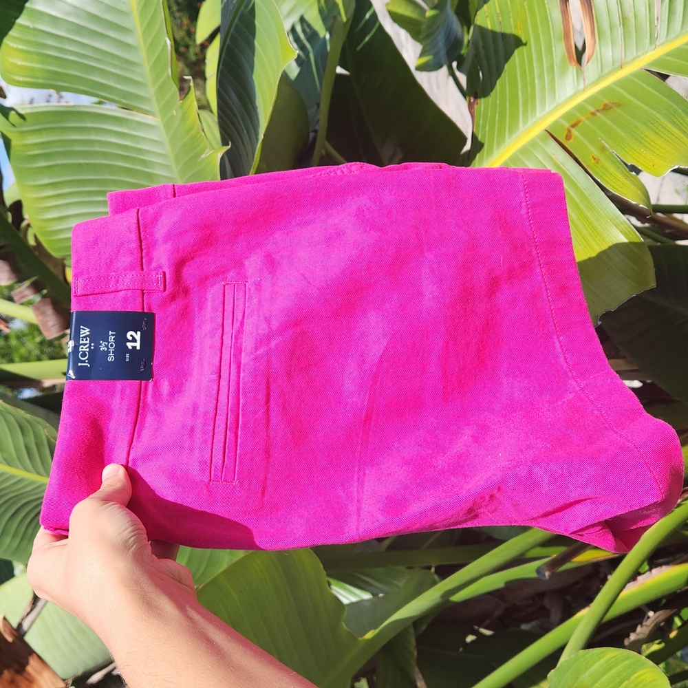 NEW 💖 J.Crew Twill Shorts 🌞 Sz 12 🌴 Mid Rise ⛵️ Magenta Pink 🦩